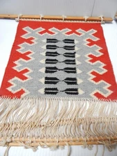 ANTIQUE VINTAGE GERMANTOWN NAVAJO INDIAN RUG - ON LOOM - SAMPLER SIZED - CLEAN !