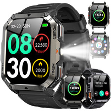 Militär Smartwatch Wasserdicht mit Bluetooth-Anrufe 960mAh Akku Fitnessuhr Neu