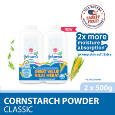 2 Pack Johnson  s Classic Cornstarch Baby Powder 500g   Gentle  Soft