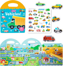 Jelly Reusable Sticker Books for Toddlers 1-3 2-4 Years, Portable Travel Toys St