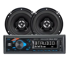 Dual Electronics XD172SPK2 Single DIN Car Stereo with Bluetooth & Speaker Pair