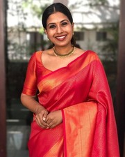 Women Jacquard Silk Saree with Unstitched Blouse Indian Wedding Ethnic Wear