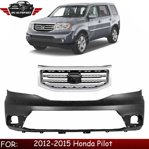 Front Bumper Cover & Headlight W/ Grille Assembly For 2012-2015 Honda Pilot
