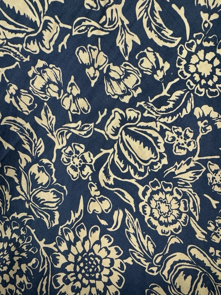 Kate Hill Dusty Blue Floral Maxi Skirt 14 Silk Linen Coastal Preppy Cottagecore — 第 3/4 张图片