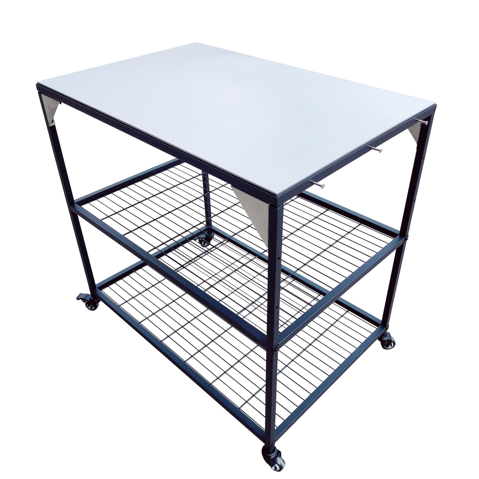 Three-Tier Mobile Stainless Steel Pizza Oven Cart for Ooni Blackstone Outdoor Cooking