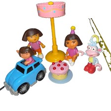 Vtg Dora The Explorer Dollhouse Mattel Figures Lamp 2008 Mattel Die-Cast Car