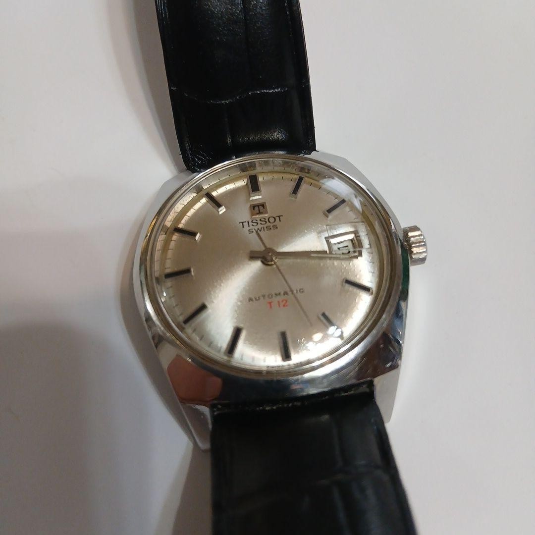 TISSOT T12 Automatic Watch Silver Dial Leather Band Used Good Condition image 4