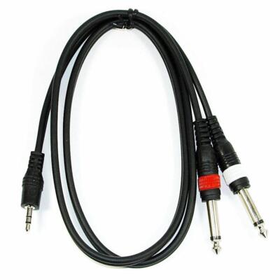 1 m Y-Kabel 3,5 mm Klinke stereo auf 2x 6,3 mm Klinkenstecker mono Audio Kabel