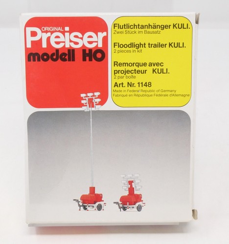 Preiser 1148, Fire Brigade Fire Fighting KULI Floodlight Trailer Kit, HO Scale - Picture 2 of 4