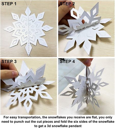 Winter Christmas Hanging Snowflake Decorations, 12PCS Snowflakes Garland & 12PCS - Bild 9 von 12