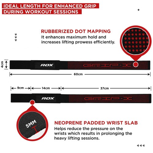 Lifting Straps by RDX, Weight Lifting, Wrist Wraps, Gym Wraps Training Workout - Picture 5 of 29