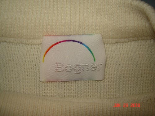 Bogner Mens Size M Cable Knit Cream Winter Wool Blend Sweater Ski Crew Neck - Picture 8 of 11
