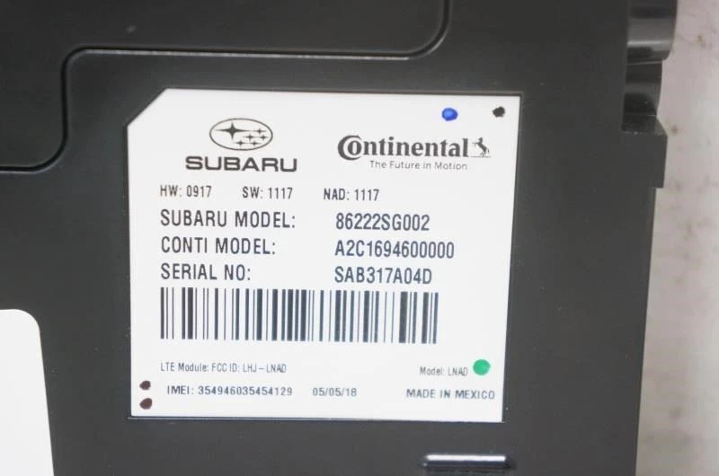 Unidad de módulo de control telemático Subaru WRX STI 2015-2019 86222SG002 OEM  Foto 2 de 4