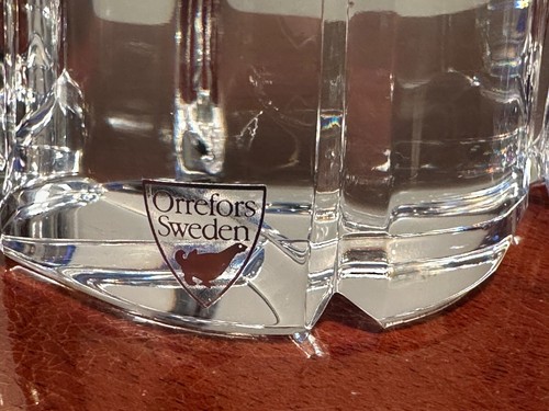 New in Box Pair ORREFORS Marin 8.25" Solid Crystal Candlesticks Sweden - Picture 7 of 13