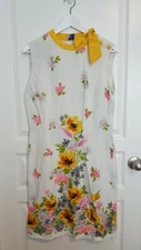 Nelly Don Vintage 50-60's Dress Yellow Neon Pink Green And Off White Past size 8