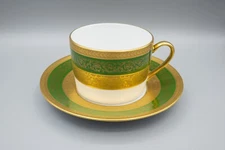 Bernardaud Limoges France Vergennes Green Tea Cup & Saucer Gold Encrusted MANY!