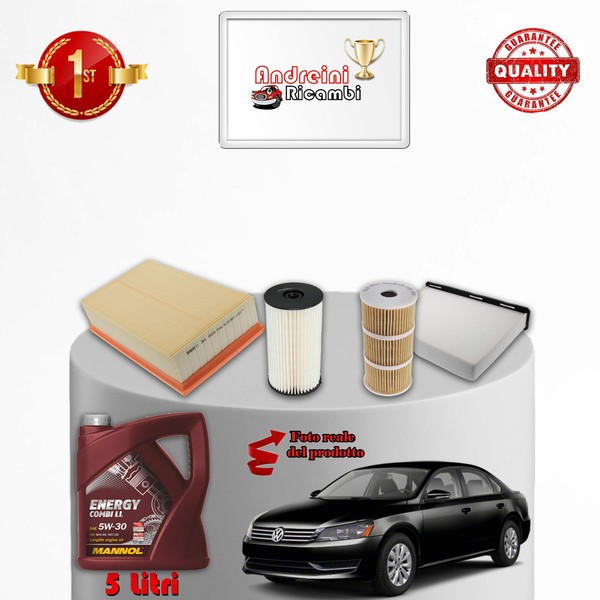 Set Service 4 Filter Und ÖL TSI Passat VII B7 2.0 Tdi 100KW 136CV Von 2010->-image