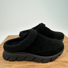 New Womens Mia Aric Black Suede Platform Mules Lined Slippers Shoes Size 7.5 M