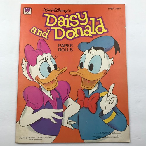 1977 Walt Disney Daisy Donald Duck Papierpuppen Buch Whitman ungeschnitten