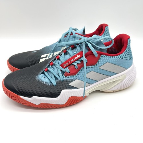 Scarpe da tennis e pickleball Adidas Barricade da donna taglia 9 bianco blu HP7415 - Foto 3 di 9