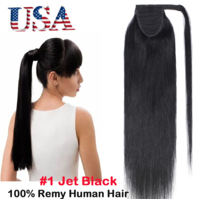 Thick Human Hair Ponytail Extensions Wrap Around Clip in on Hair Piece 100g Y30