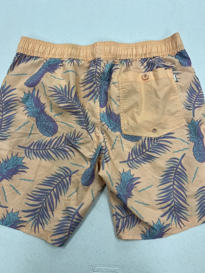 Departwest Mens Pineapple Tropical Elastic Waist Swim Trunks Size