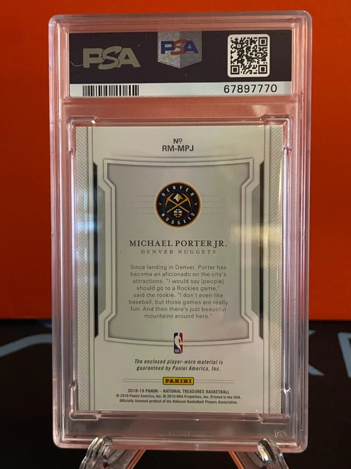 Michael Porter Jr. 2018 NATIONAL TREASURES ROOKIE MATERIALS 11/99 PSA 10 GM! - Image 2 of 2