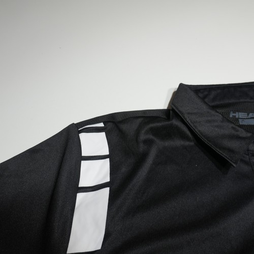 HEAD Polo Shirt Mens Large Black w/ White Sportswear Golf Short Sleeve Mesh Back - Picture 2 of 12