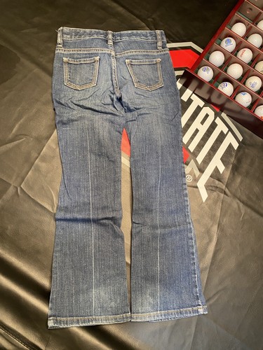 Girls Old Navy Boot Cut Adjustable Waist Jeans Size 7 Dark Demin - Picture 3 of 4