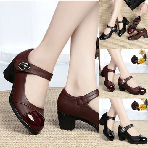 Womens Dance Shoes Latin Dress Pumps Ladies Non-slip Comfort Mary Jane Heels - Afbeelding 1 van 26