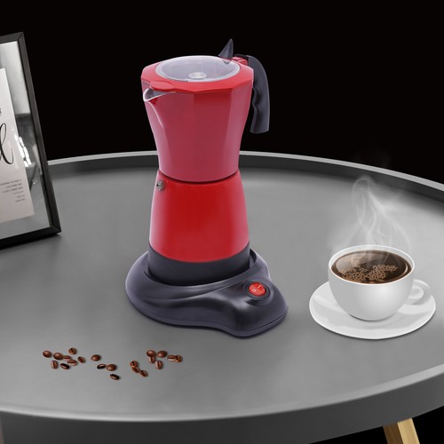 300ML Elektrische Kaffeekocher Moka Topf Kaffeemaschine Mokkakocher mit Basis - Bild 14 von 15