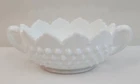 Vintage Fenton 7" Milk Glass Oval Hobnail Bowl with Handles Mint!