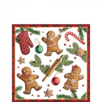 20 Papierservietten, Cocktail Servietten Gingerbread Cookies Ambiente 25X25Cm