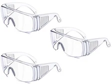 3PK Safety Goggles Clear Protective over EYE Glasses Lab Work Outdoor Anti Fog