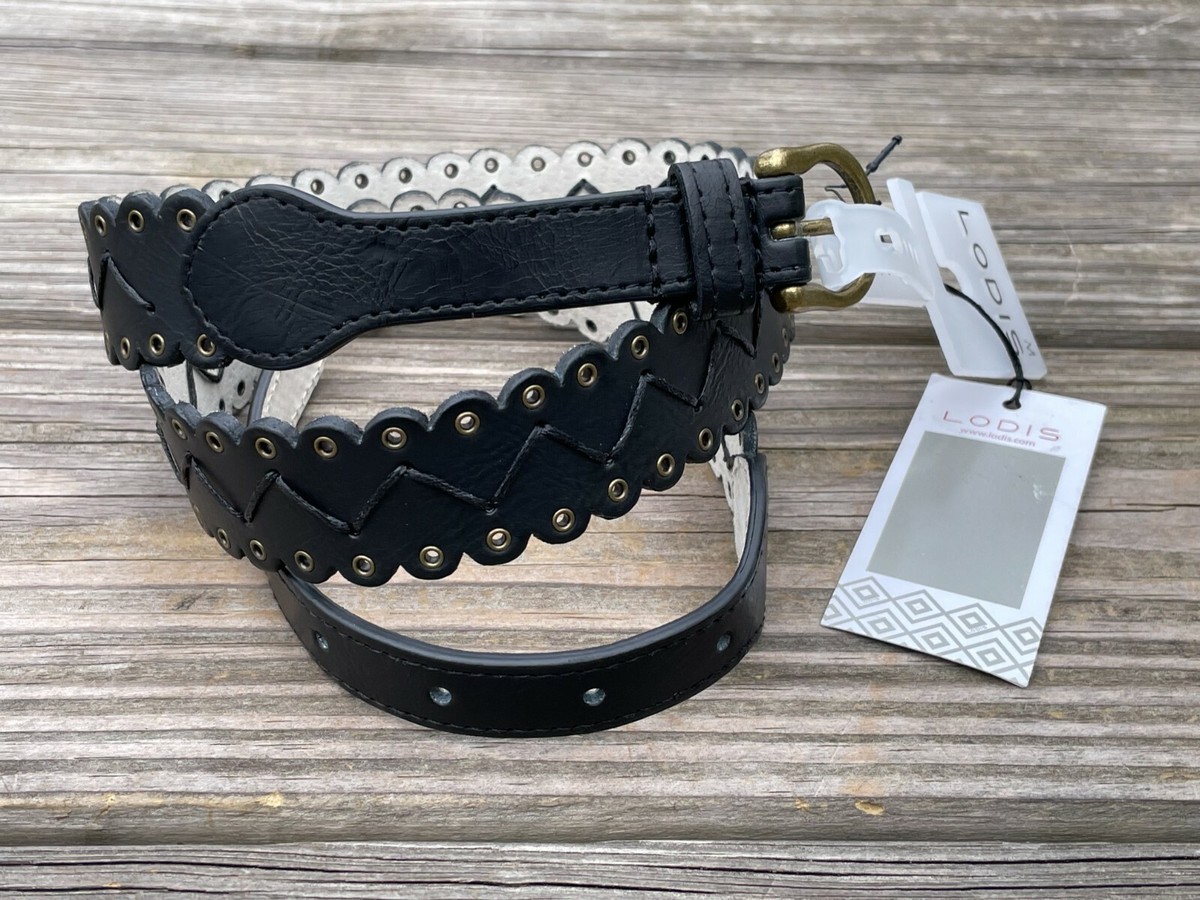 Lodis Women Waistband Lazer Cut Black Manmade Upper Over Genuine Leather Size M Lodis Women belt leather Lazer Cut fashion Women Black  main image 2