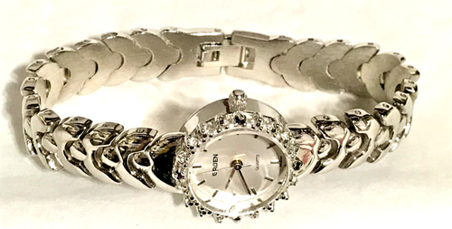 Vintage Gruen Quartz Genuine Diamonds Blue Sapphire Ladies Dress Watch Works - Picture 15 of 21