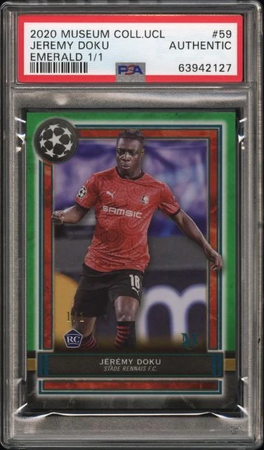 2020 Topps Museum Collection Jeremy Doku RC Emerald 1/1 PSA One of One ROOKIE