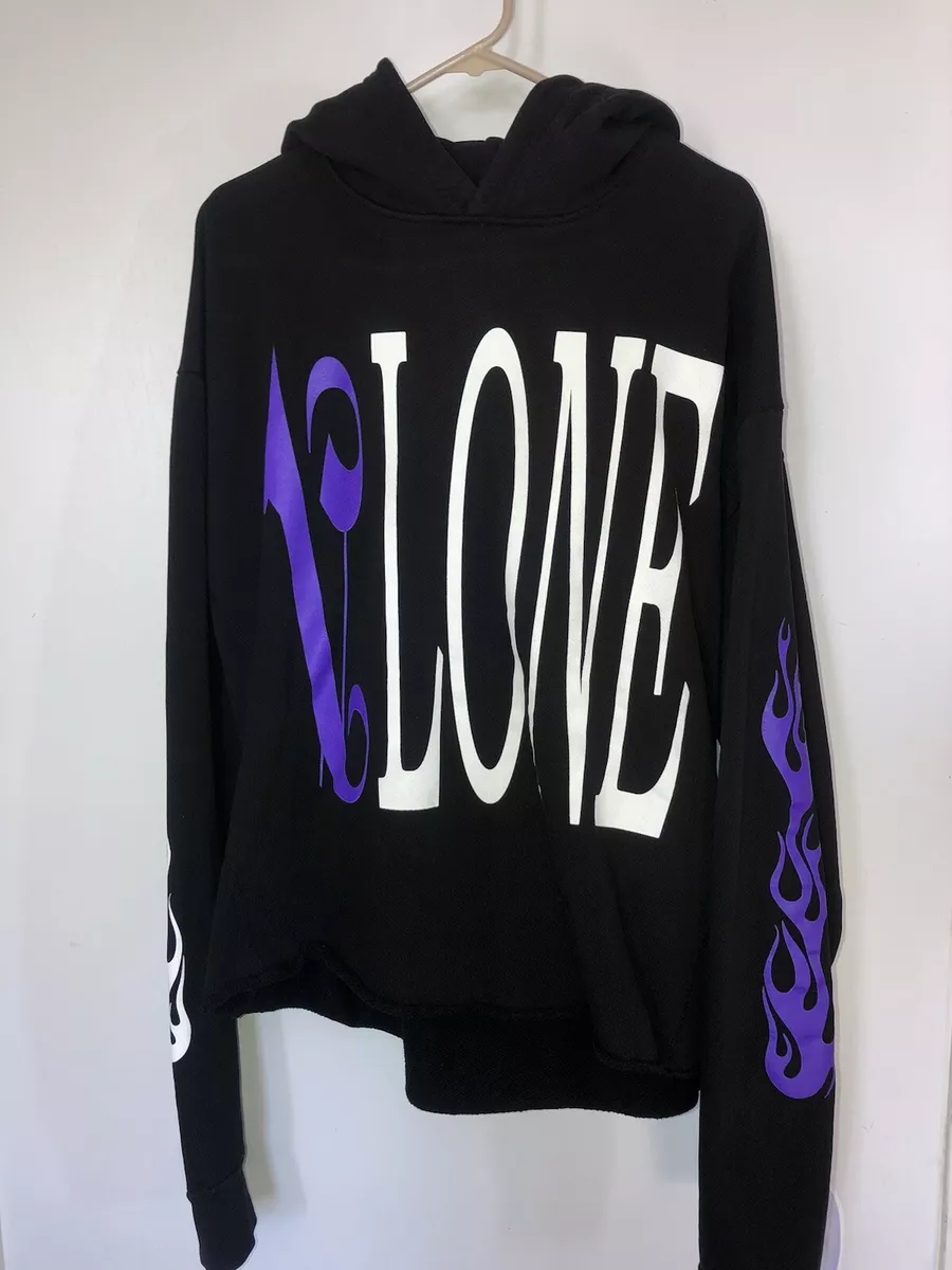 Vlone x Palm Angels Art Basel Miami Flame Cropped Hoodie Purple/Black/  White M