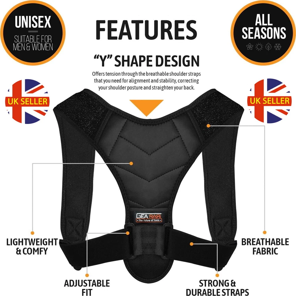 Posture Corrector Back Pain Straightener Brace Lumbar Neck Shoulder Spine Unisex