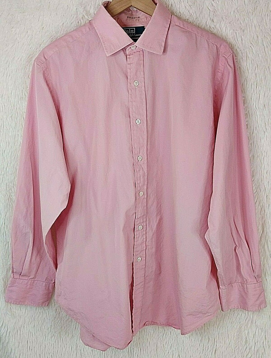 POLO RALPH LAUREN MENS SHIRT LARGE PHILIP CLASSIC FIT PINK SZ 16 1