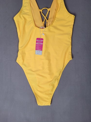SHEKINI Womens Lace-up V Neck One Piece Swimsuit U Back High Cut Small - Picture 7 of 7