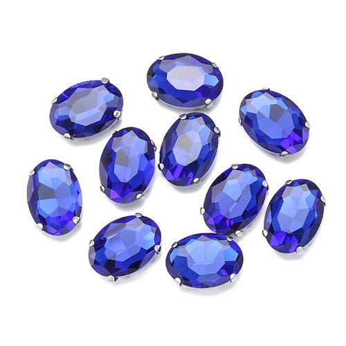 10 piezas Cuentas de diamantes de imitación con garra trasera plana de vidrio ovalado de cristal costura - Imagen 14 de 25