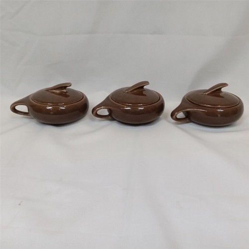 Vtg Laurel of California LIFE 3 Lidded Soup Crock Bowls Desert Brown MCM MOD USA - Picture 2 of 14