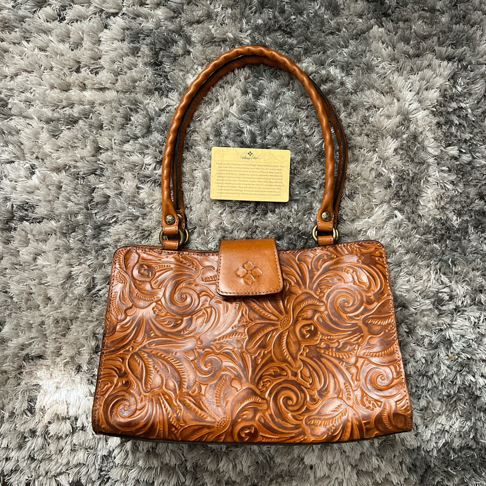 Patricia Nash Tooled Leather Brown Rienzo Shoulder Satchel Purse P35786 FreeShip