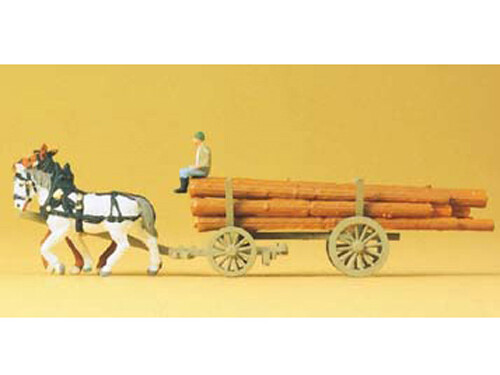 Preiser 79477 - Langholzwagen Mit 3 Figuren Und ZubehöR - Spur N - Neu-image