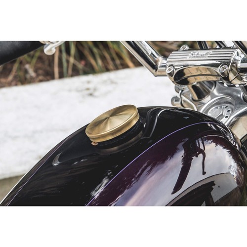 Lowbrow Solid Brass Domed Screw-In Gas Cap Harley Sportster Softail Dyna bobber - Picture 5 of 6