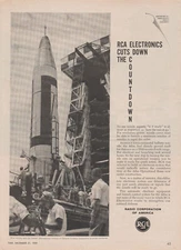 1959 RCA Radio Electronics- Atlas Missile Convair ICBM Launch - Print Ad Photo