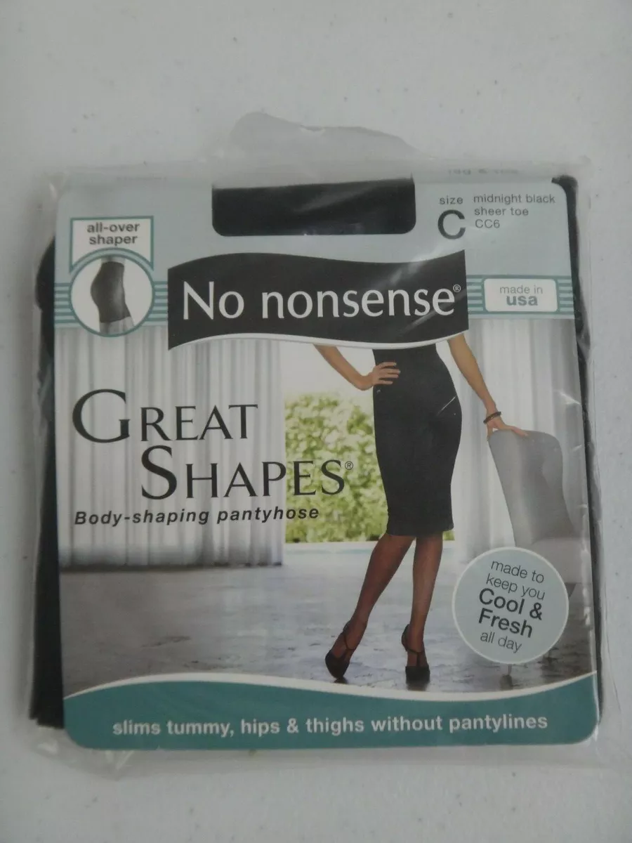 New No Nonsense Great Shapes MIDNIGHT BLACK Sheer Pantyhose All