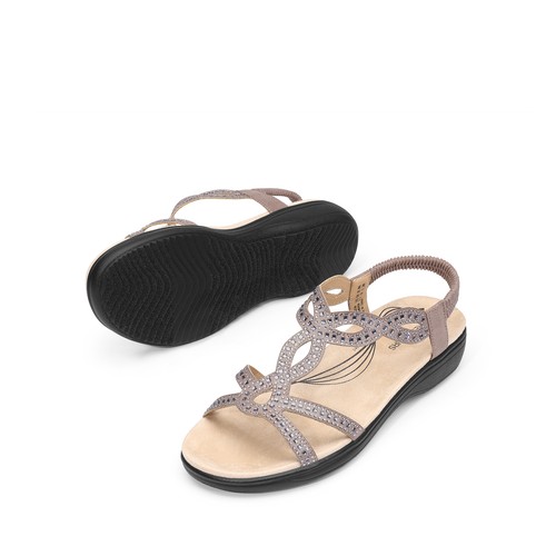 Women Summer Casual Sandals Elastic Strap Open Toe Slip On Flat Sandals - Picture 28 of 57