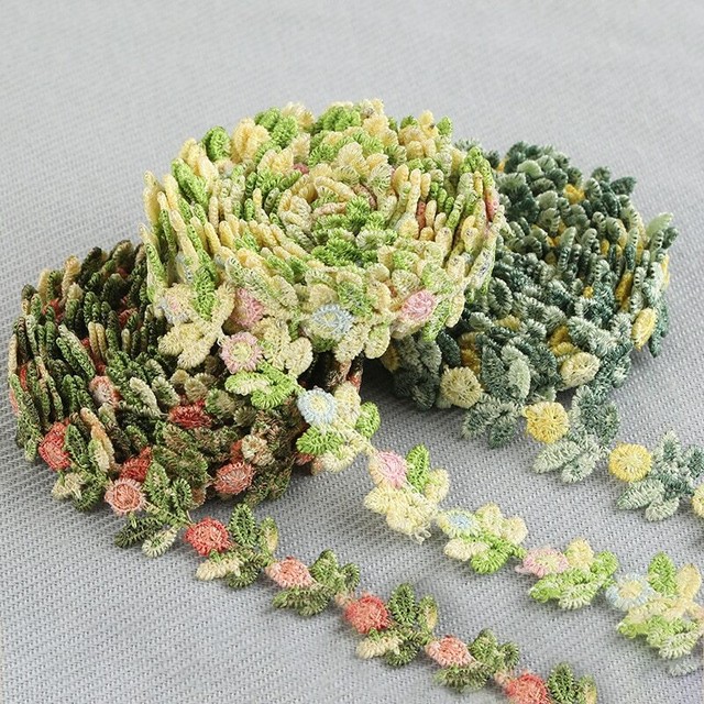 2 yards Embroidered Flower Lace Trim Fabric Ribbon DIY Craft Clothes Accessories 2 yards Embroidered Flower Lace Trim Fabric Ribbon DIY Craft Clothes Accessories
